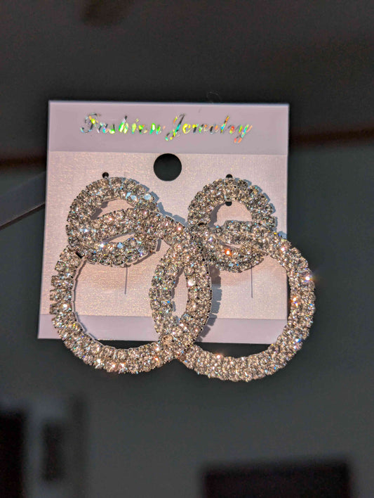 Round Long Dangle Earrings –  SILVER ROUND