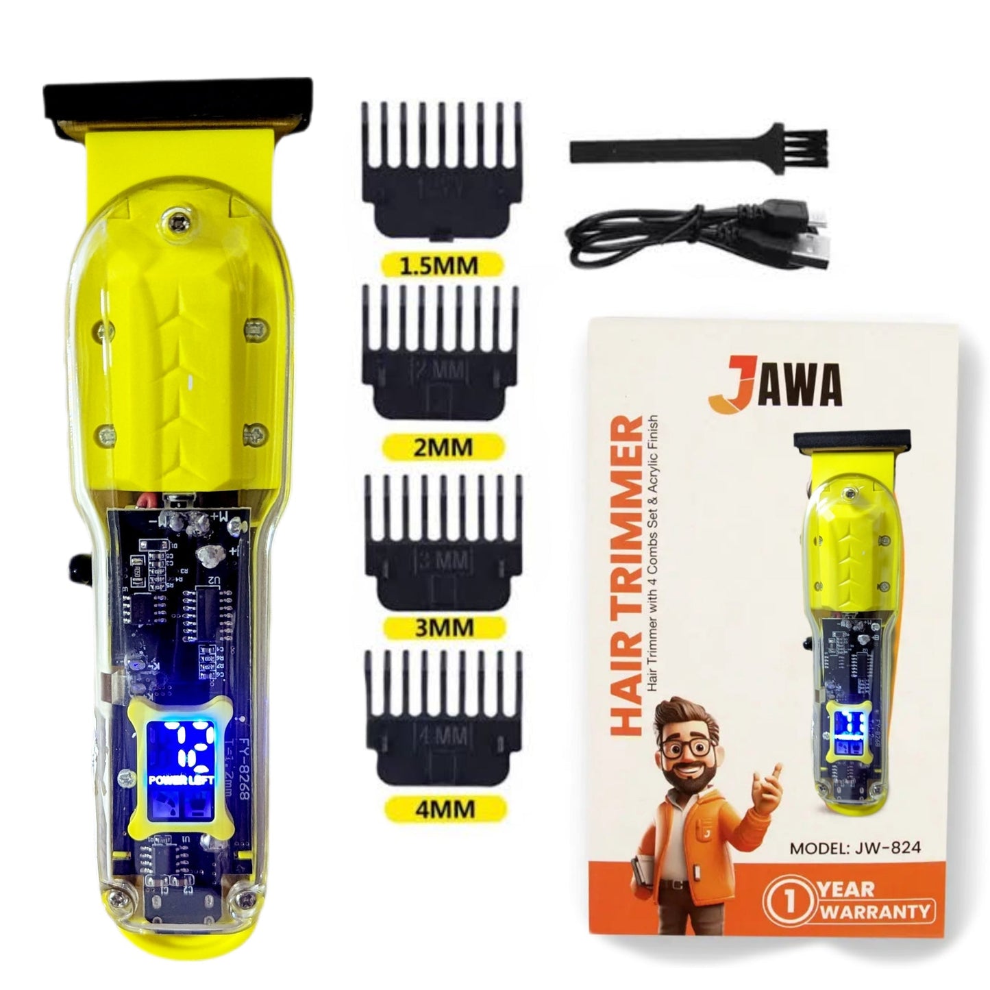 JAWA-814 Hair Trimmer with Digital Display For Men - One year warranty